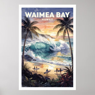 Affiche Waimea Bay Hawaii Voyage Rétro