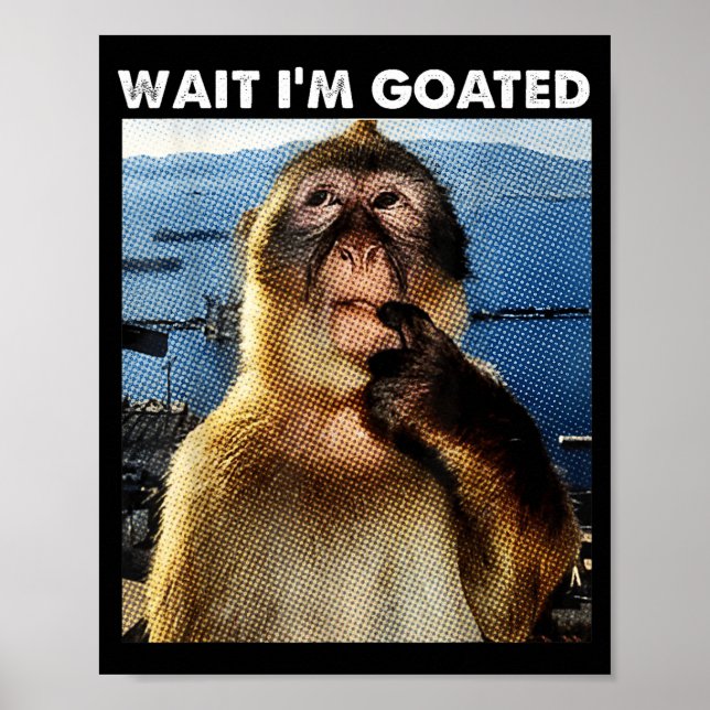 Affiche Wait I'm Goated Funny Thinking Monkey Meme Brainro (Devant)