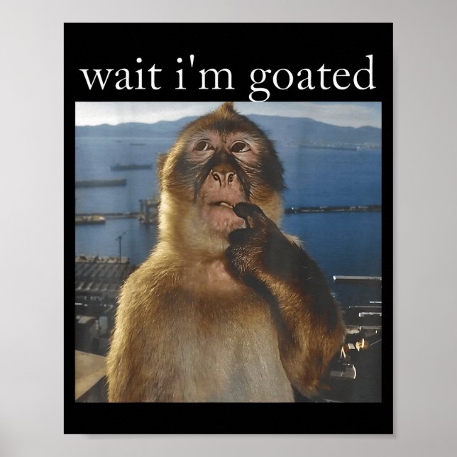 Affiche Wait I'm Goated Funny Thinking Monkey Meme Gen Z H (Devant)
