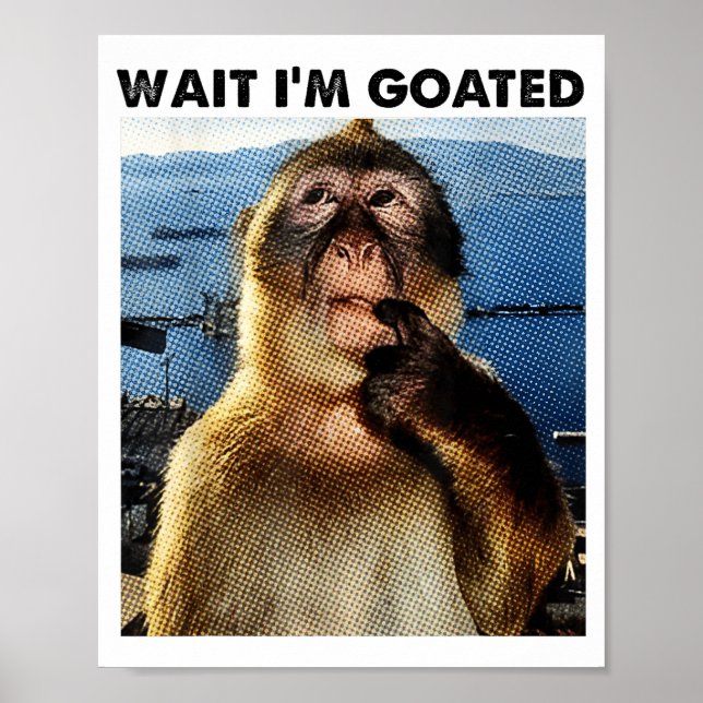 Affiche Wait I'm Goated Y2k Funny Thinking Monkey Meme Bra (Devant)