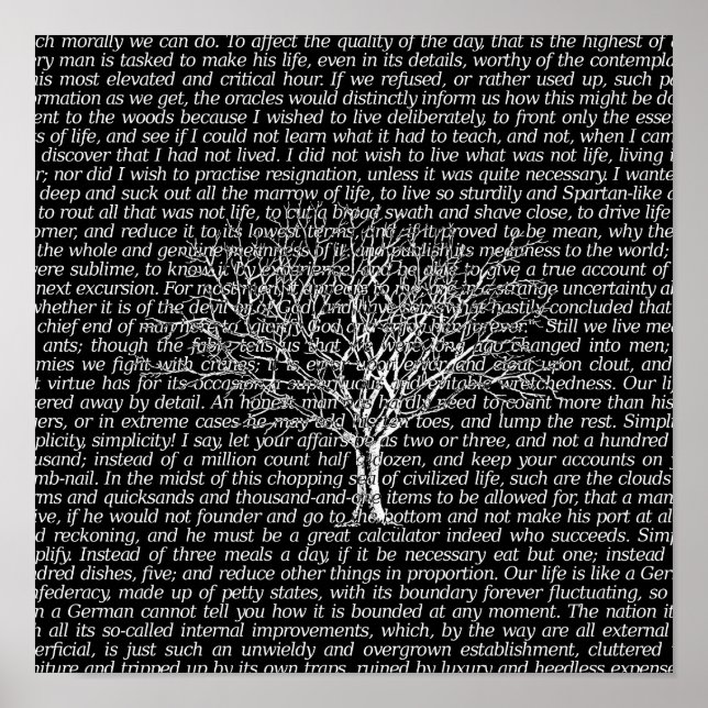 Affiche Walden Woods Black Literature Texte Art Imprimer P (Devant)