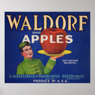 Affiche Waldorf Apples 1920 crate étiquette print