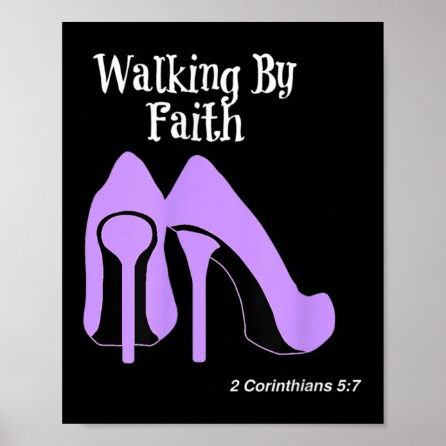 Affiche Walk By Faith Graphic Christian Design With Purple (Devant)