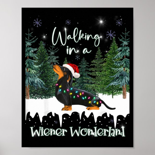 Affiche Walking In A Wiener Wonderland Dachshund  (Devant)