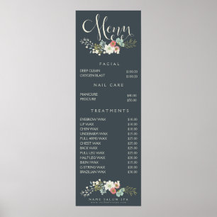 Affiche Wall Imprimer Salon Spa Beauticier Menu Tarifs