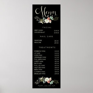 Affiche Wall Imprimer Salon Spa Beauticier Menu Tarifs