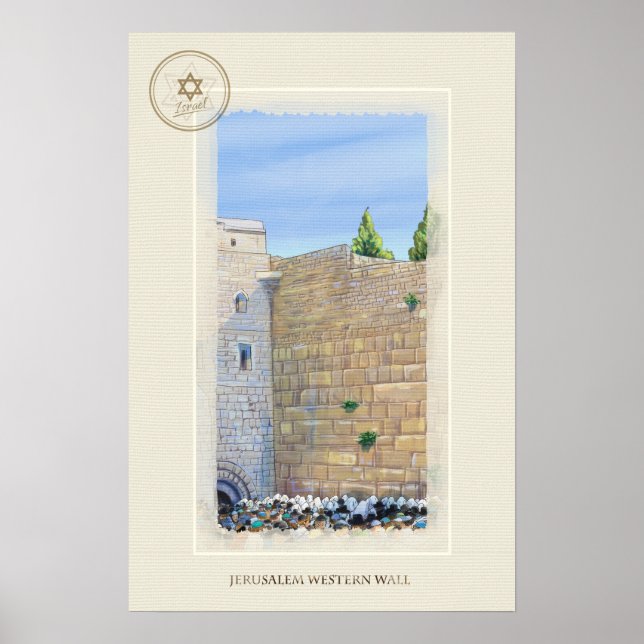 Affiche Wall Ouest KOTEL Jérusalem David Old City Art (Devant)