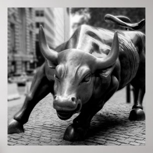 Affiche Wall Street Bull Photographie noir et blanc
