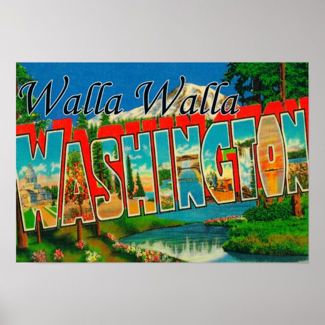 Affiche Walla Walla, Washington - Scènes de grandes lettre (Devant)
