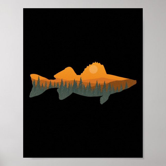 Affiche Walleye Fishing Forest Nature Pêcheur de la faune (Devant)