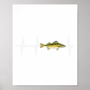 Affiche Walleye Heartbeat For Freshwater Fish Fishing Love