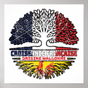 Affiche Wallonie Français wallon France Arbre Racines Drap