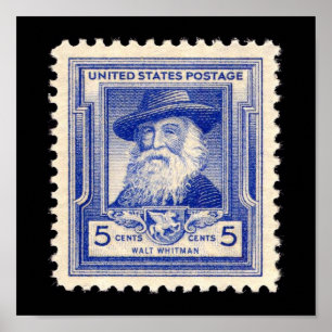 Affiche Walt Whitman timbre-poste commémoratif américain