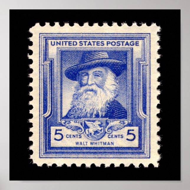 Affiche Walt Whitman timbre-poste commémoratif américain (Devant)