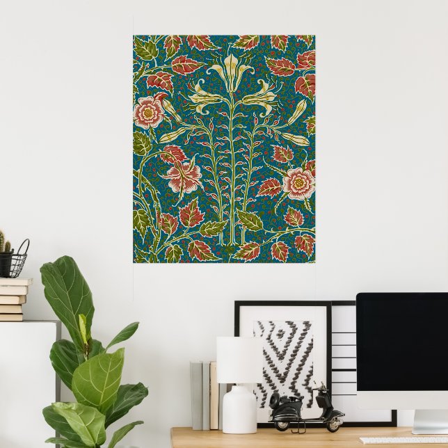 Affiche Walter Crane Fleurs de lis et roses florales vinta (Bureau à domicile)