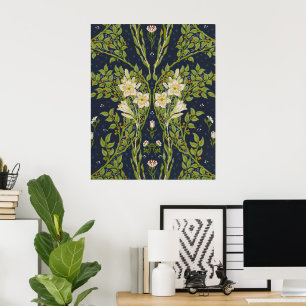 Affiche Walter Crane Vintage Navy motif Lily blanc