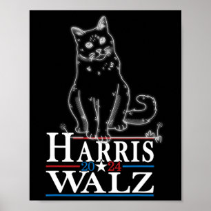 Affiche Waltz 2024 Election Funny Cat Kamala Harris Tim WA