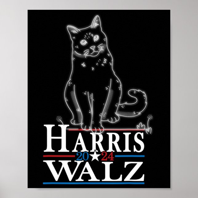 Affiche Waltz 2024 Election Funny Cat Kamala Harris Tim WA (Devant)