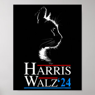 Affiche Waltz 2024 Election Funny Cat Kamala Harris Tim WA
