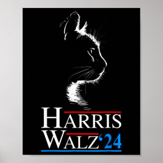 Affiche Waltz 2024 Election Funny Cat Kamala Harris Tim WA