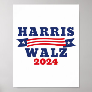 Affiche Walz 2024 Drapeau américain Kamala Harris Tim Walt