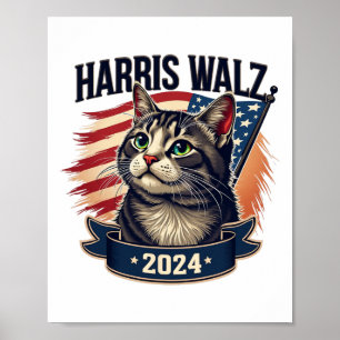 Affiche Walz 2024 Funny Cat Kamala Harris Tim Walz Valse