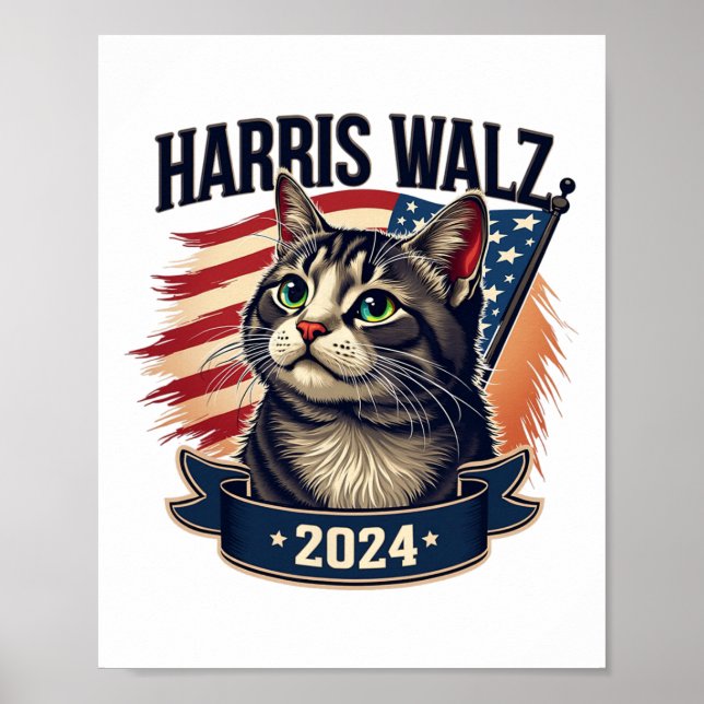 Affiche Walz 2024 Funny Cat Kamala Harris Tim Walz Valse (Devant)