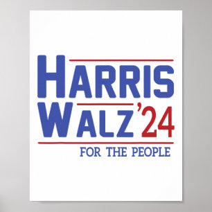 Affiche Walz 2024 Président Drapeau Américain Kamala Harri