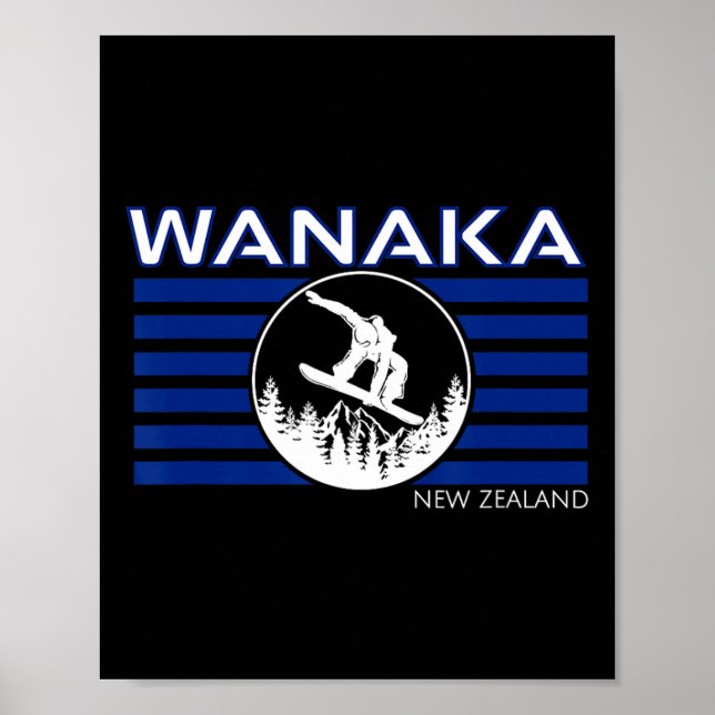 Affiche Wanaka Nouvelle-Zélande Snowboarding Néo-Zélandais (Devant)