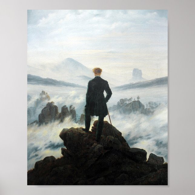 Affiche Wanderer au-dessus de la mer de brouillard, Friedr (Devant)
