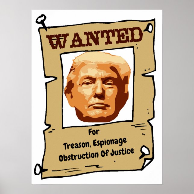 Affiche Wanted for Treason, Espionage, Obstruct Of Justice (Devant)