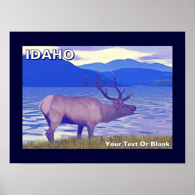 Affiche Wapiti (Élan) Au Bord Du Lac (Devant)