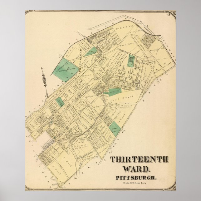 Affiche Ward 13 de Pittsburgh, Pennsyvania (Devant)