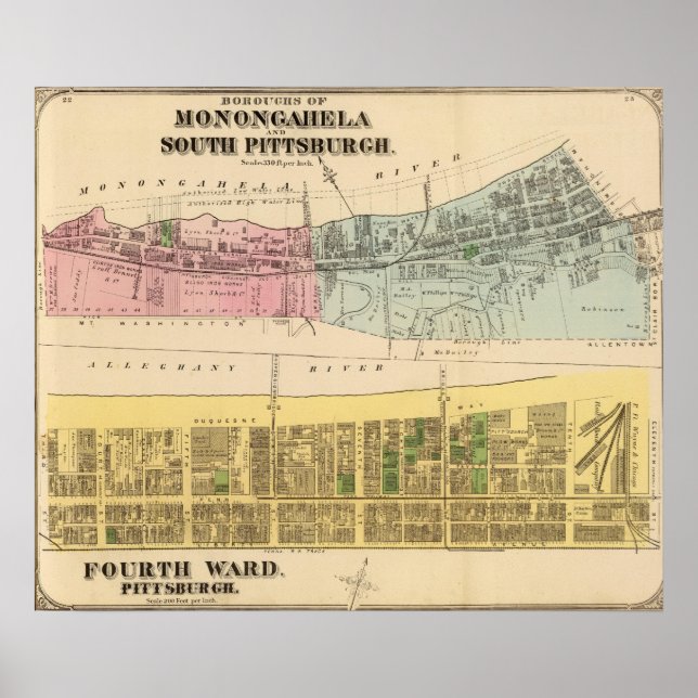 Affiche Ward 4 Monongahela, S Pittsburgh boroughs (Devant)