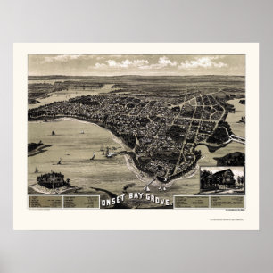 Affiche Wareham, MA Carte panoramique - 1885