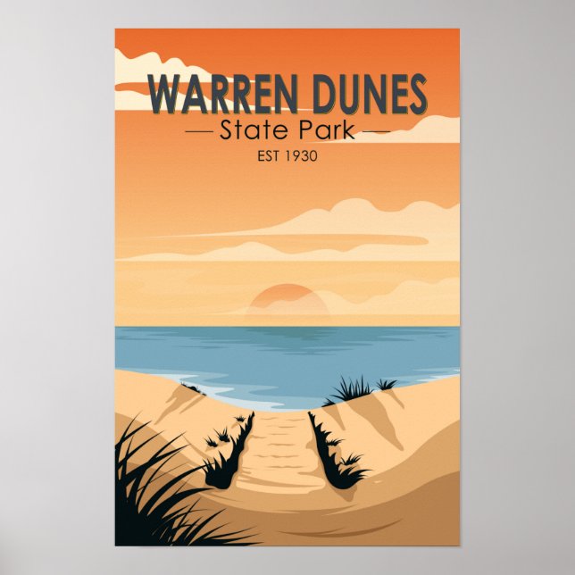 Affiche Warren Dunes State Park Michigan Vintage (Devant)