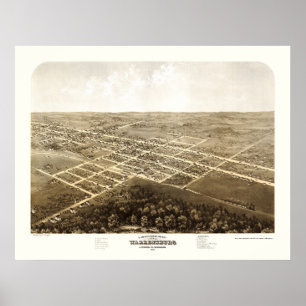 Affiche Warrensburg, carte panoramique de MOIS - 1869