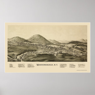 Affiche Warrensburg, carte panoramique de NY - 1891