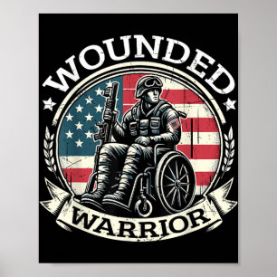 Affiche Warrior Blessé Héros américain Vétérinaire Soutien