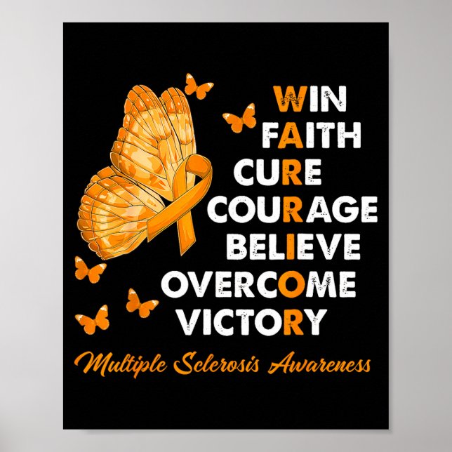 Affiche Warrior Win Faith Cure Ribbon Multiple Sclerosis A (Devant)