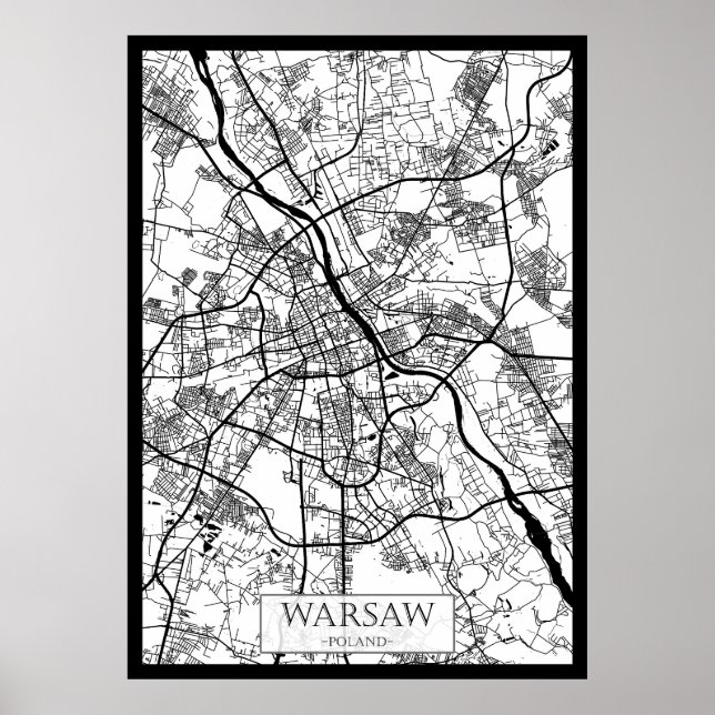 Affiche Warsaw Poland City Map (Devant)
