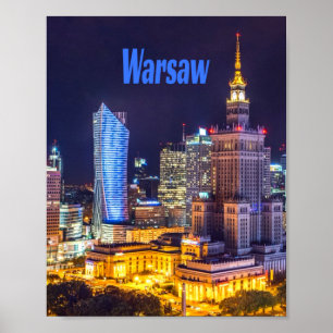 Affiche Warsaw Poland Night Skyline Warsaw Spire