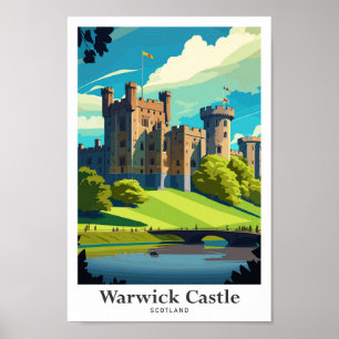 Affiche Warwick Castle Scotland Travel Art Vintage