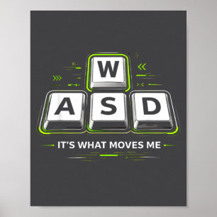 Affiche Wasd C'est Ce Qui Me Fait Bouger .drôle Pc Gamer O