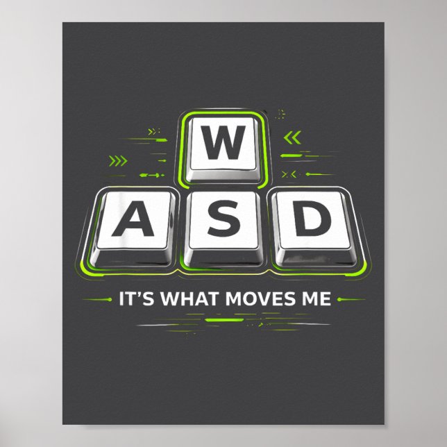 Affiche Wasd C'est Ce Qui Me Fait Bouger .drôle Pc Gamer O (Devant)
