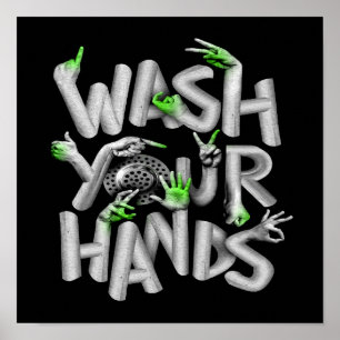 Affiche Wash Your Hands Hygiene Germs