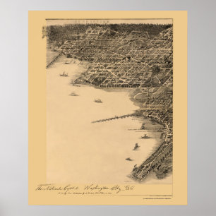 Affiche Washington, carte panoramique de C.C - 1883