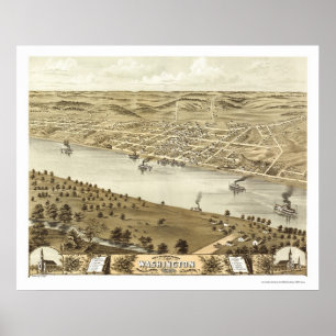 Affiche Washington, carte panoramique de MOIS - 1869