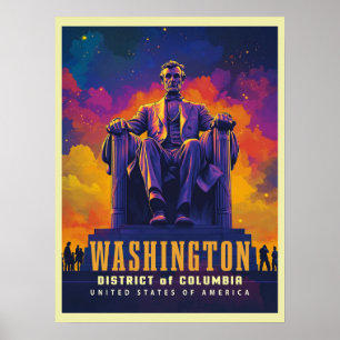 Affiche Washington D.C. avec Lincoln Memorial