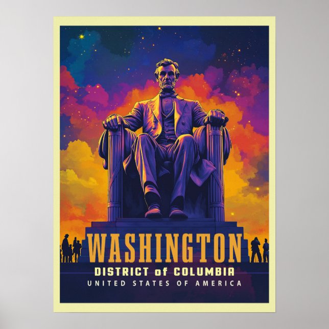 Affiche Washington D.C. avec Lincoln Memorial (Devant)